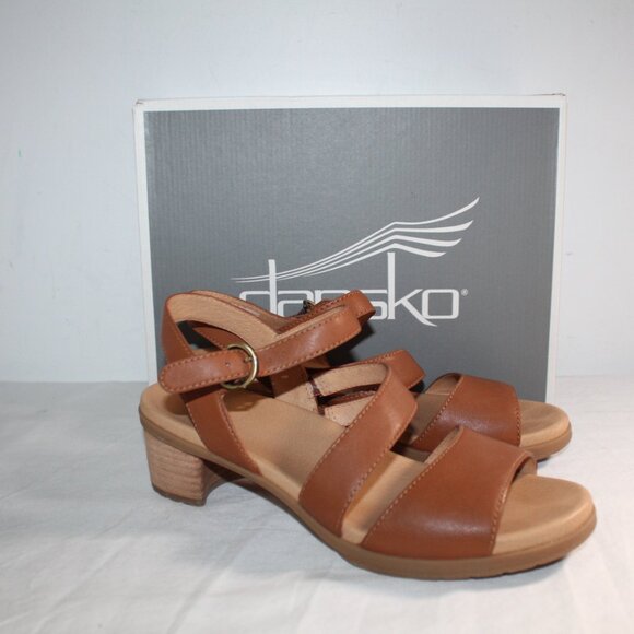 Dansko Tansy Nappa Chunk Heels Ankle Strap Luggage Sandals 40 - Picture 1 of 5